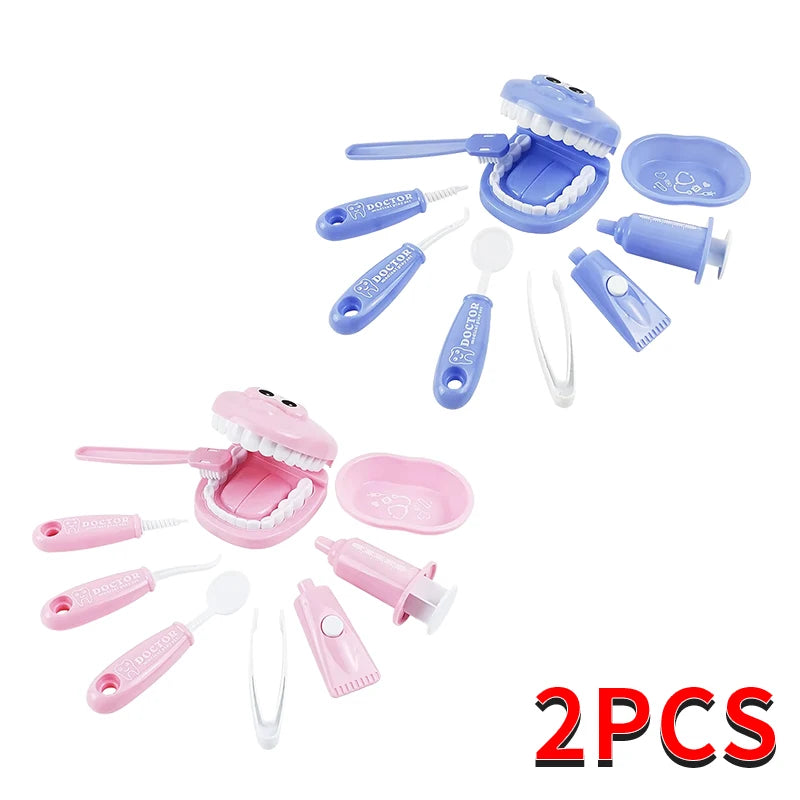 9PCS Plastic Dental Simulation Game Set, Children's Medical Set Hygiene Habit Cultivation Teaching Aid Intellectual Brushing Toy
