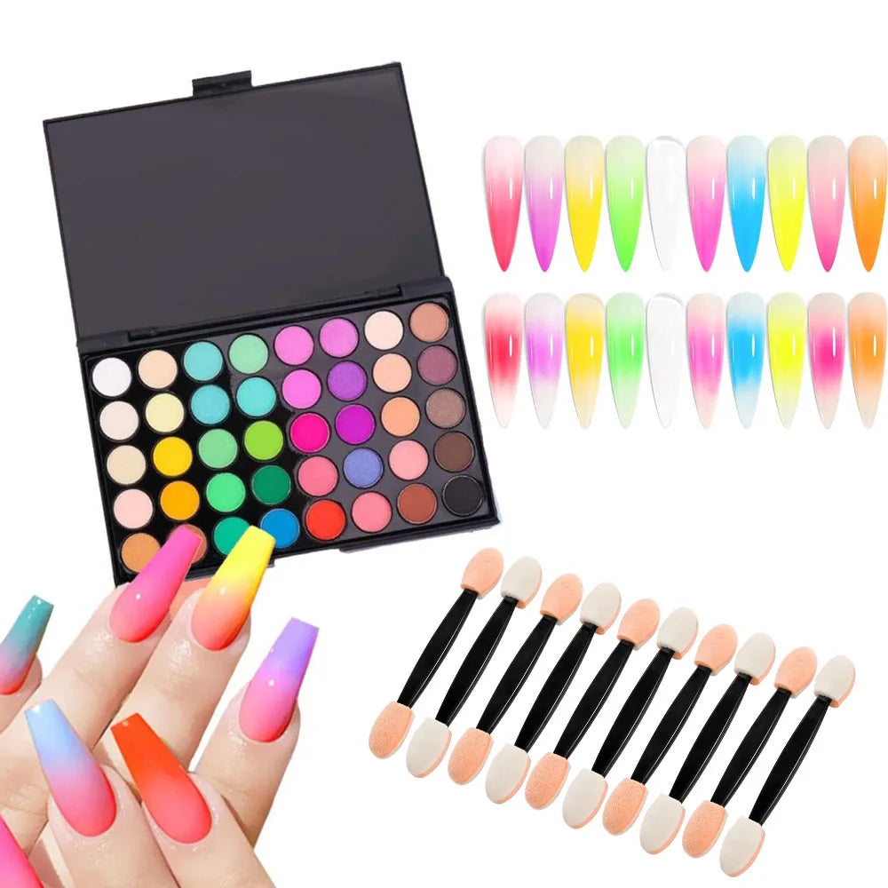 40-Colors Nail Eyeshadow Palette Solid Gradient Nail Art Rubbing Powder - Highly Pigmented Shimmer Makeup Palette Matte Nail Dec