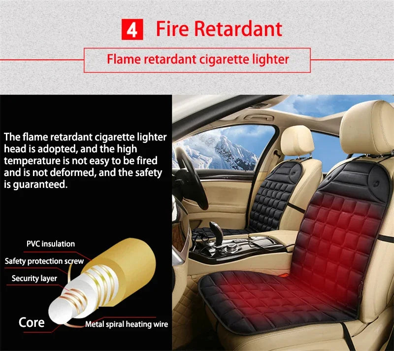 EAFC 12V Car Heating Cushion Heated Seat Pad Heater Winter Warmer Seat Winter seat Protector Auto Seat Cushion Pad Winter Mat