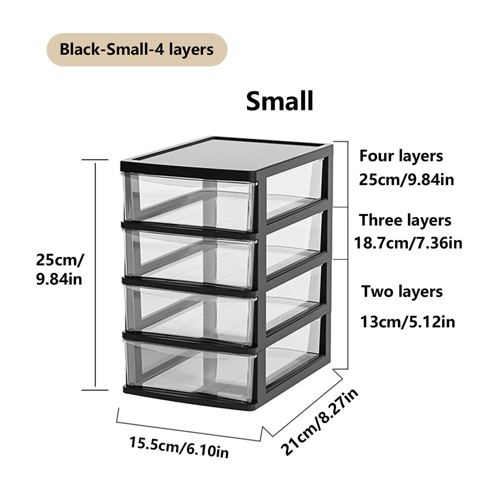 Desktop Storage Box with Drawers 2-6 Layers - Heightened Table Organizer for Office Home