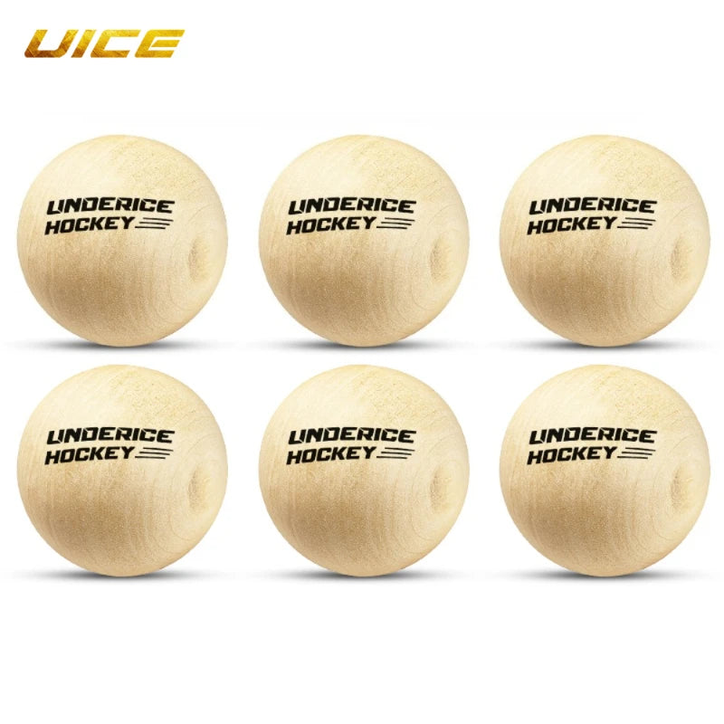 6pcs Ice Hockey Wood Ball 50mm Hardwood No-Bounce Floorball Training Equipment Team Hockey Professional Training Ball