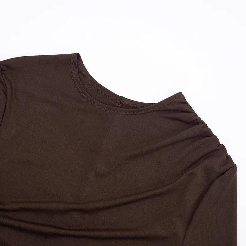 CUTENOVA Women'S Fall/Winter New Arrival Sexy Solid-Color Bodycon Gathered Ribbon Long-Sleeve Bodycon Chic Streetwear Dress