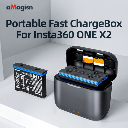 Fast Charging Case USB Type C Smart Battery Charge Box Storage Charger Mini Lightweight Accessories for Insta360 One X2 Battery