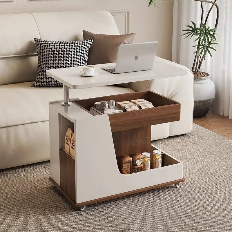 Solid Wood High-End Bedroom Furniture Luxury Modern Slate Multifunctional Side Cabinet Sofa Trolley Lift Capabilities Accessible