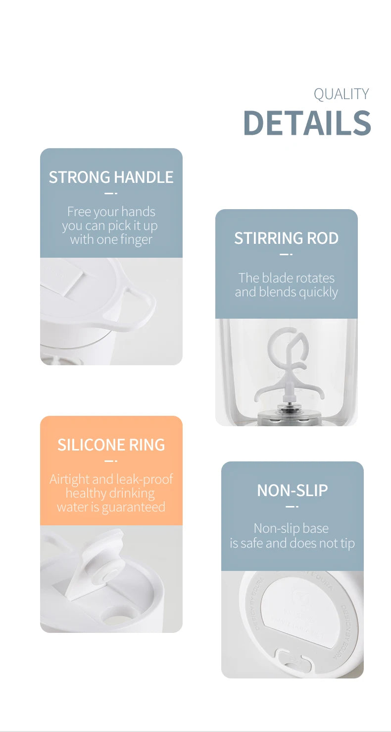 Portable Electric Shaker Bottle Protein Powder Fitness Shaker 650ML Automatic Mixing Tumbler Stirring Mug Sports Water Bottle