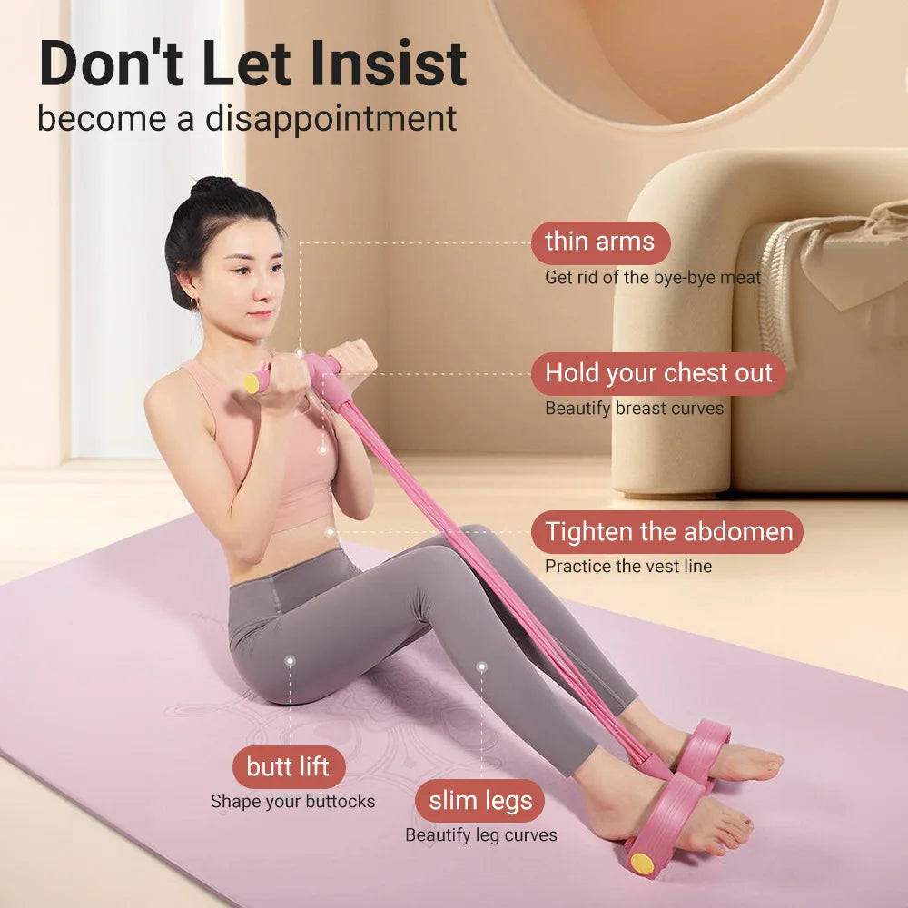 6-Tube Resistance Band Multi Function Tension Rope Fitness Bands 6-Tube Elastic Yoga Pedal Puller For Sports Exercises At Gym