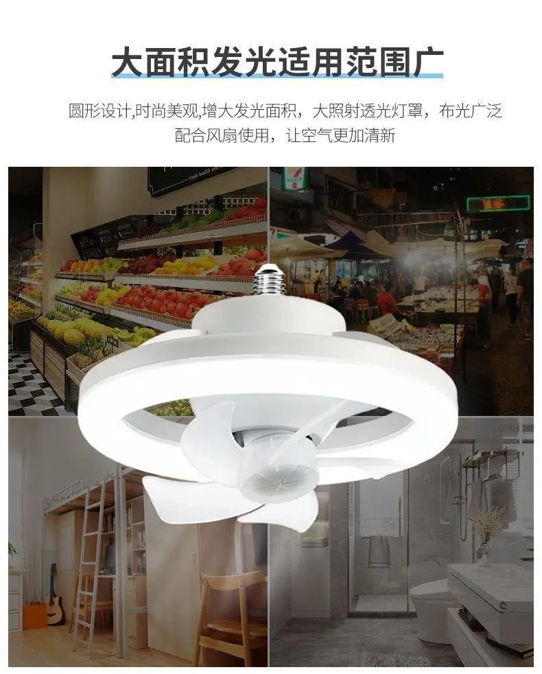 LED Ceiling Fan with E27 Screw and Remote Control, Oscillating Ceiling Fan with Adjustable Speed, Quiet for Bedrooms (124)