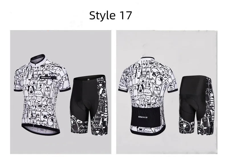 Men's Short-Sleeved Cycling Jersey Suit, Breathable Quick-Drying Clothes, Mountain Bike Set, Sports Equipment, Sweat Wicking