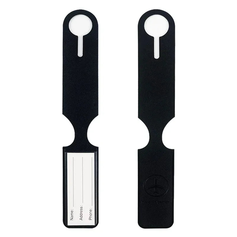 Men Women Yellow PU Leather Luggage Tag Portable Suitcase Identifier Label Baggage Boarding Bag Tag Holder Travel Accessories