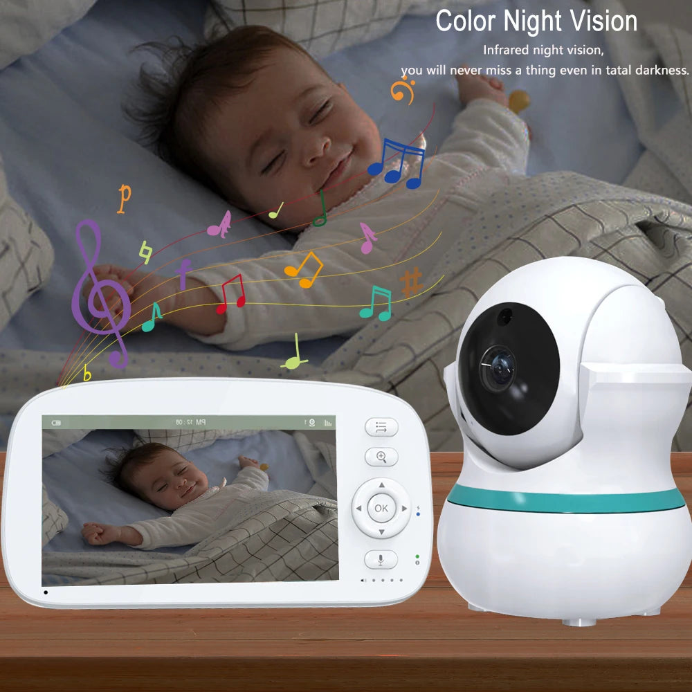 5" HD Baby Monitor | 2.4G FHSS, 5000mAh 35H | Temp Alert, VOX, 360°PT | 2WT, NV – CE/FCC