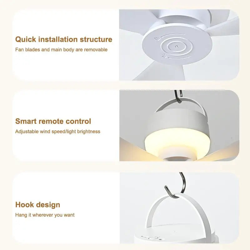 ventilateur de plafond USB Rechargeable Ceiling Fan With Light Remote Control Portable Small Fan Lamp Ceiling Fans For Bedroom