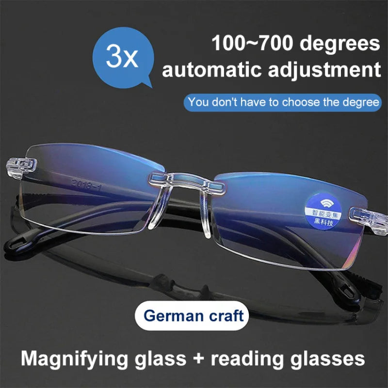 Automatic Zoom 100-700 Degree Reading Glasses Near And Far Anti-radiation Anti-blue Light Glasses