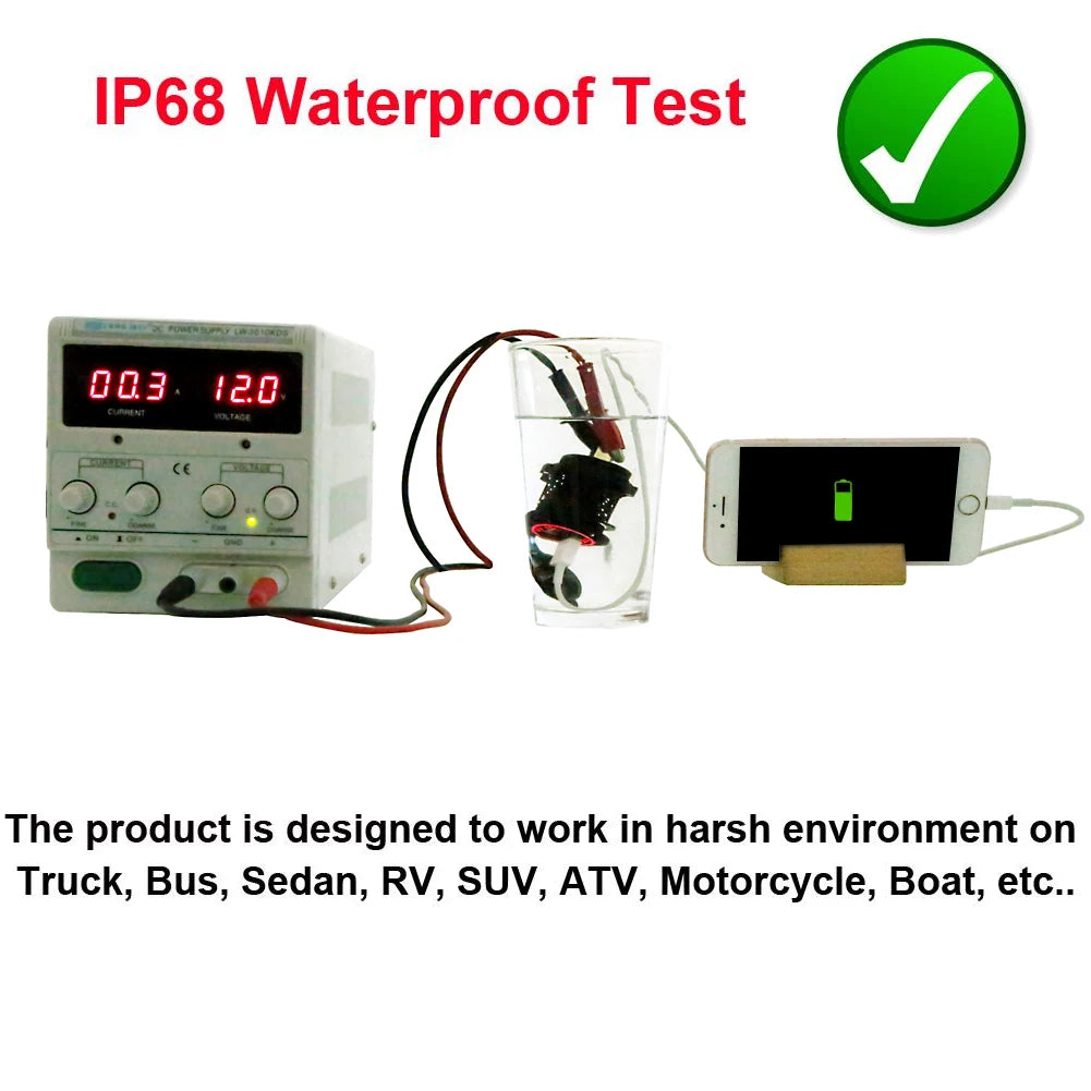 Universal Car Charger USB Vehicle DC12V-24V Waterproof Dual USB Charger 2 Port Power Socket 5V 2.1A/1A car-charger