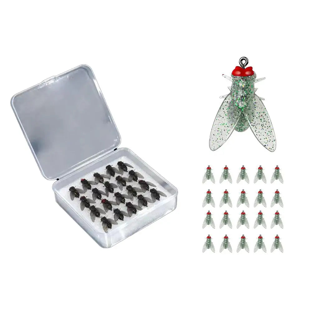 20Pcs/Box Mini Bionic Fly Fishing Bait Fly Hook Soft Bait Add Fish Attractant Fishing Gear For Salmon Trout Fishing Accessories