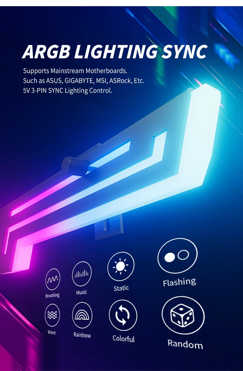 Power Train Z-X6 Graphics Card Bracket Temperature Display 5V 3PIN ARGB AURA SYNC Graphics Card VGA Holder Height Adjustable