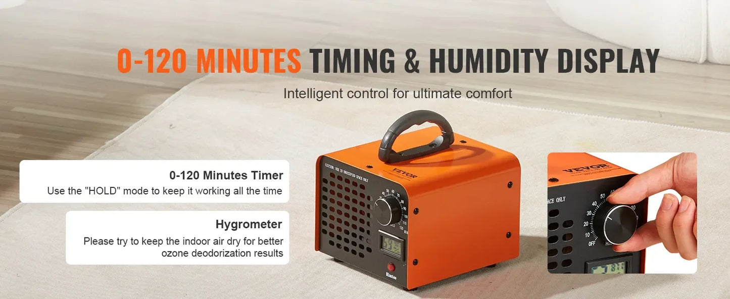 VEVOR Ozone Generator Commercial Ozone Generator Ozone Machine 12000 24000 36000mg/h Odor Remover with 0-120min Timer