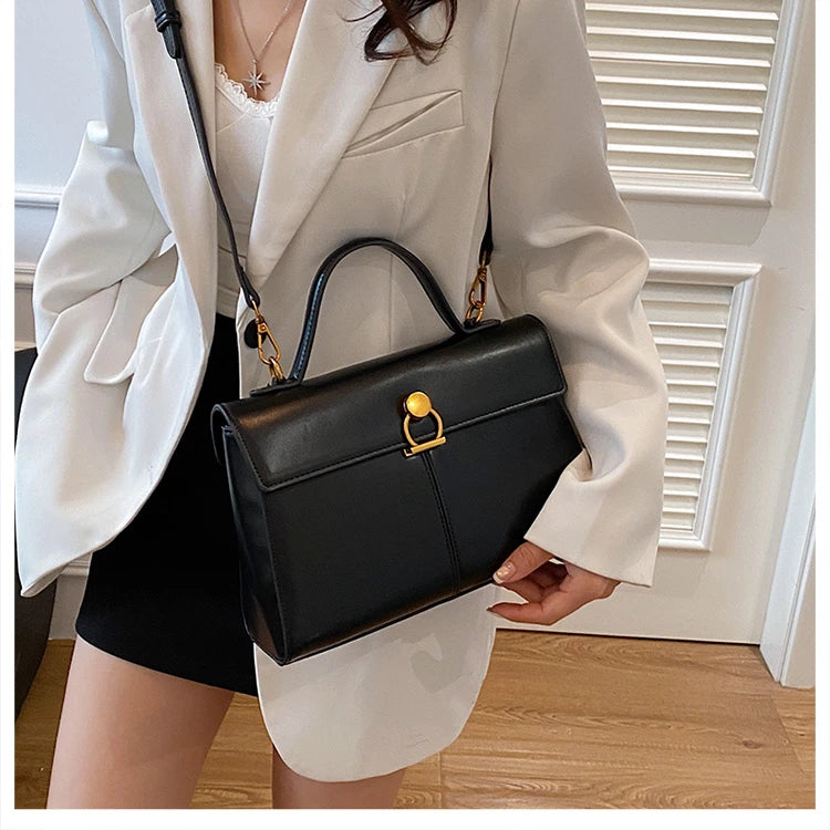 2025 New Classic Style Solid PU Square Shoulder & Crossbody Bags High Quality Sense of Luxury Simple Commute Handbags for Women