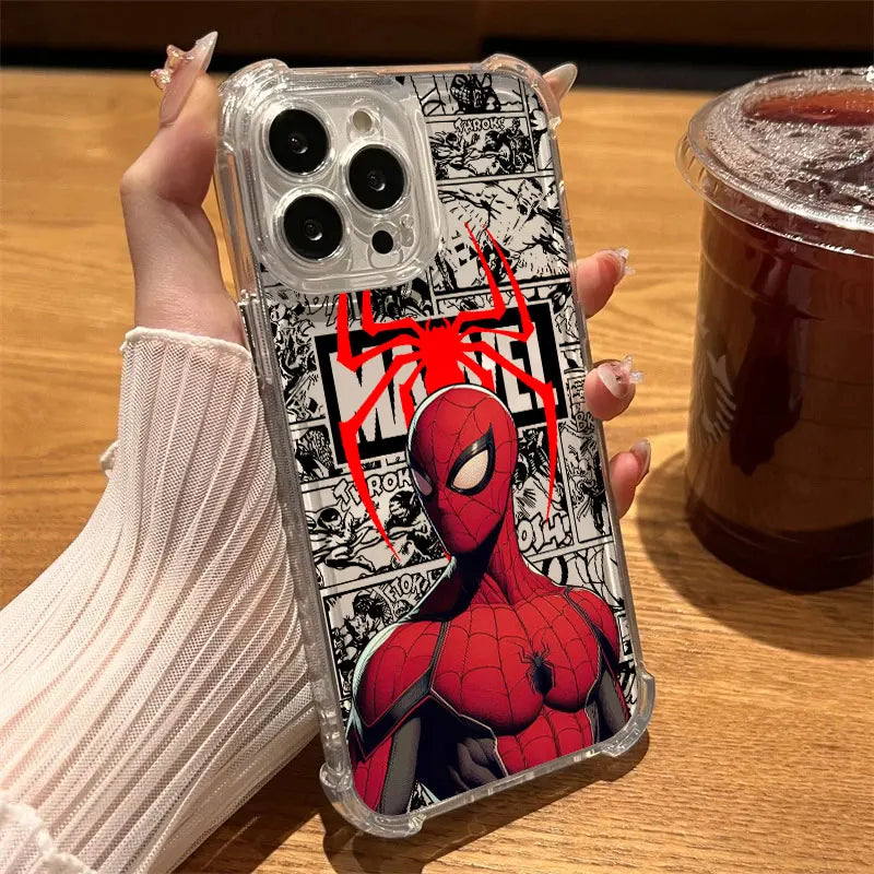 Clear Case For iPhone 17 16 15 14 13 12 11 Pro Max 16e 17e Air 13 15 Plus XS X 7 8 Shockproof Phone Cover Marvel Spider Man Gwen