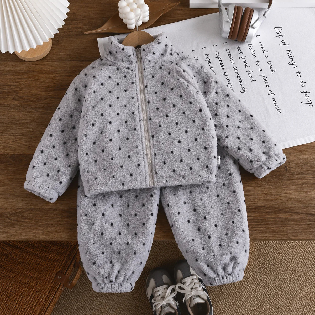 Toddler Baby Autumn and Winter Plus Velvet Thickened Set Cartoon Children's Home Clothes Shaking and Brushed Children's Set