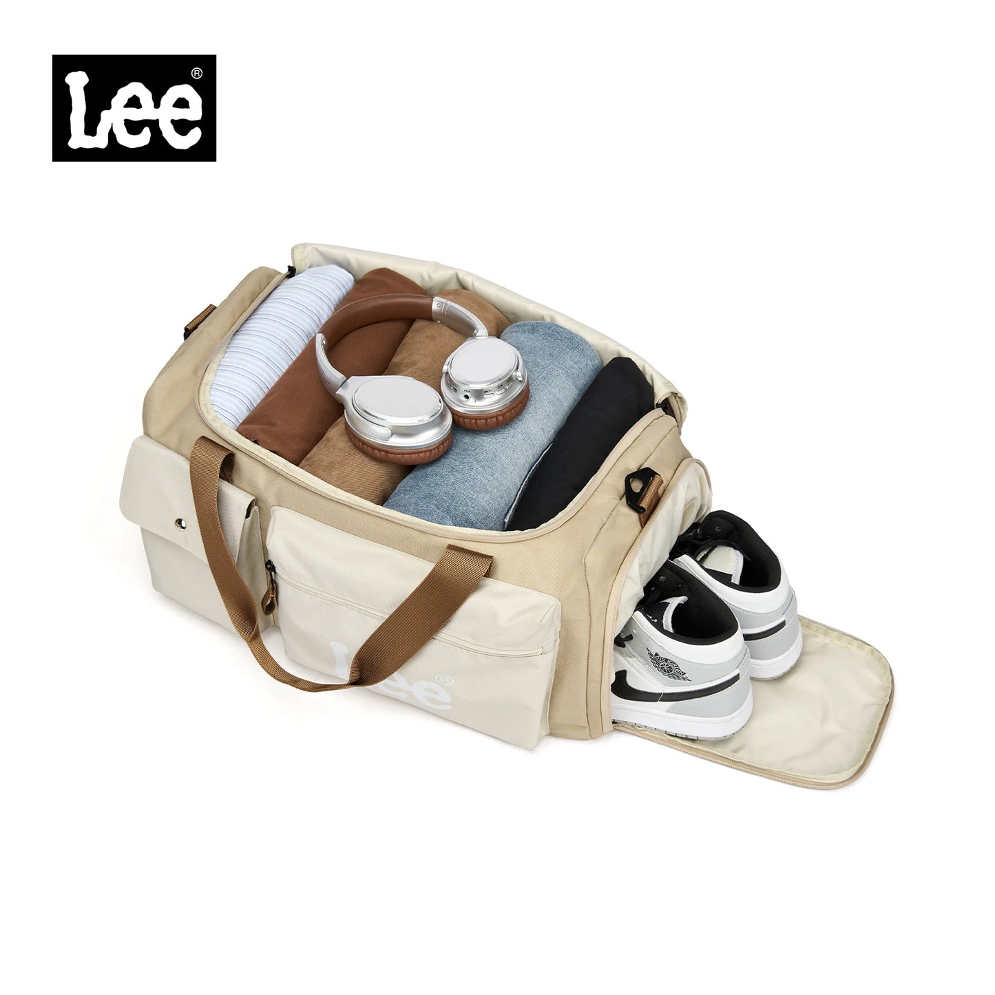 LEE Fashion Women Man Travel Duffel Bag with Shoe Compartment Pocket Large Capacity Waterproof Luggage Weekender Sport Gym Bag
