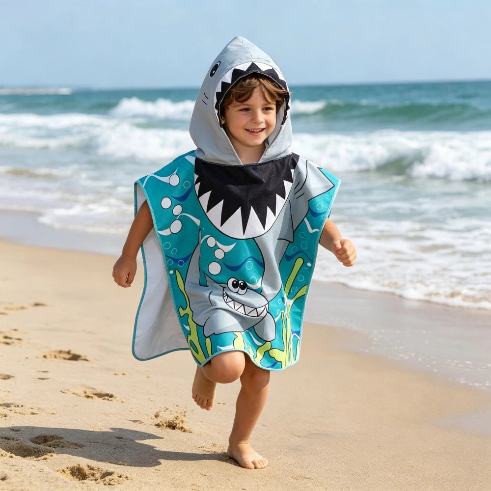 Children Bathing Stuff Kids Hooded Cape Towel Boy Cartoon Bathrobe Baby Swimming Towel Girls Unicorn Beach Towel Wrap Blanket