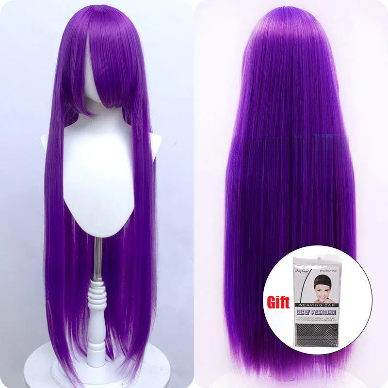Snoya 100cm synthetic long straight cosplay wig with bangs Heat Resistant hair Anime pink blonde red purple women wig
