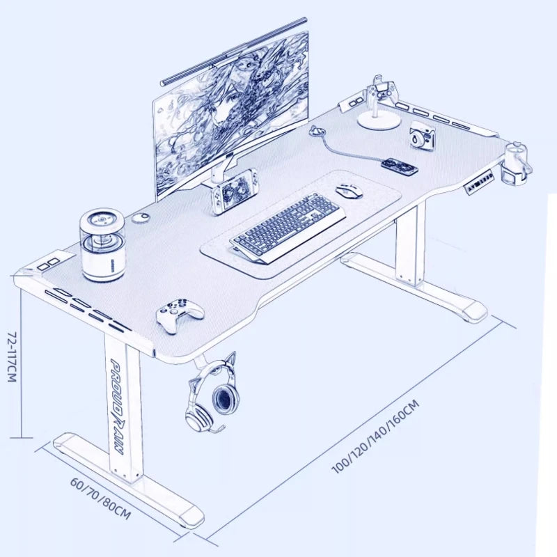 white elegant Computer table Modern Luxury elegant design elevable desk high-end fashion escritorios gaming bedroom furniture