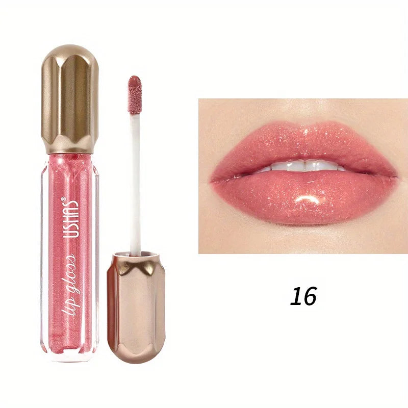 Mirror Pearl Lip Gloss Waterproof Long Lasting Moisturizing Lipstick Shine Glitter Lip Glaze Women Non Stick Cup Lip Tint Makeup