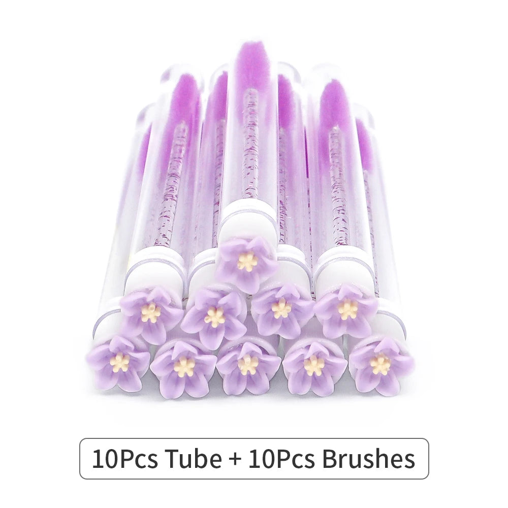 10/50Pcs Eyelash Brush Tubes With Crystal Lash Mascara Wands Eyebrow Comb Spoolies Container Lash Brush Applicators Makeup Tools