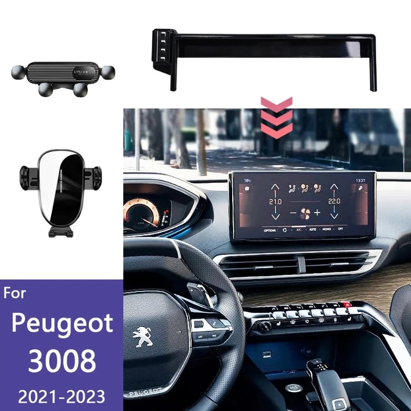 Car Phone Holder 10-Inch Screen Fixed Base For Peugeot 4008 5008 2021-2023 Wireless Charging Support Car Mobile Phone Mounts