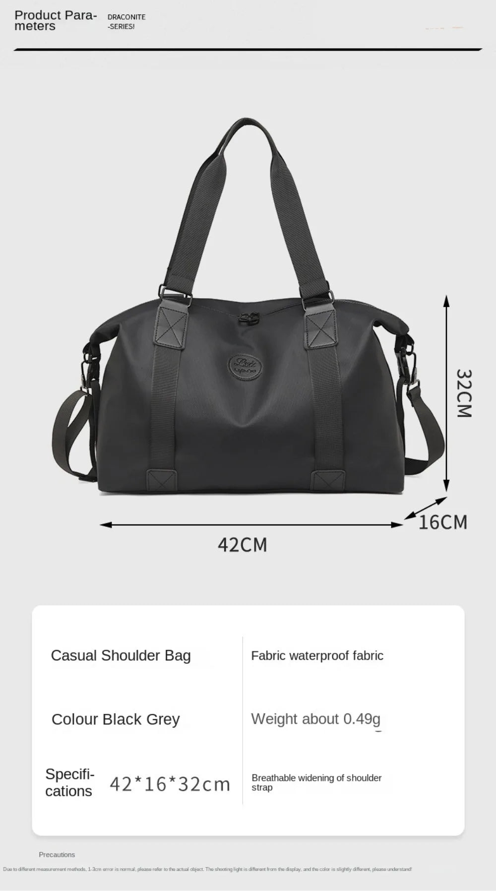 Large-Capacity Womens Travel Tote Bags Solid Color with Zipper Gym Fitness HandBag Overnight Bag Duffel Bag Sports Shoulder Pack