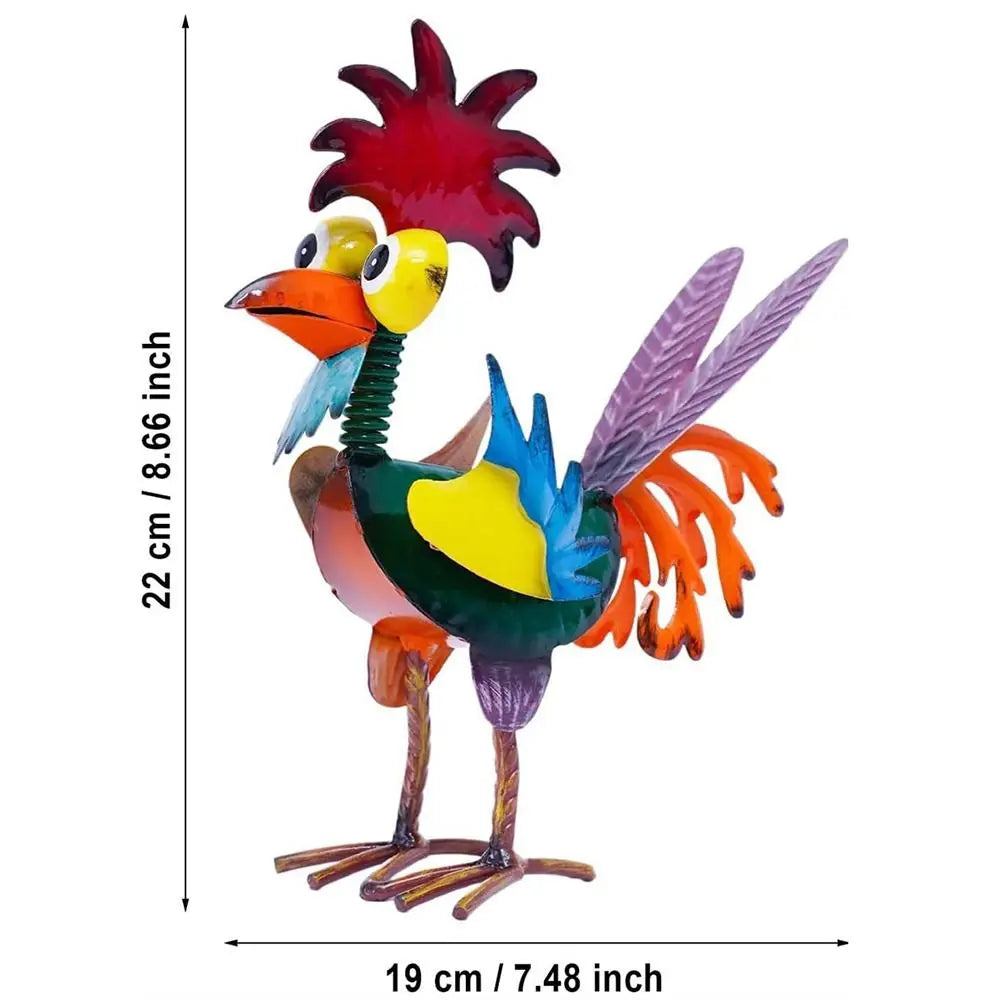 Funny Outdoor Decoration Garden Rooster Statues Yard Art Iron Chicken Sculpture Miniature Rustproof Cockerel Figurines for Home