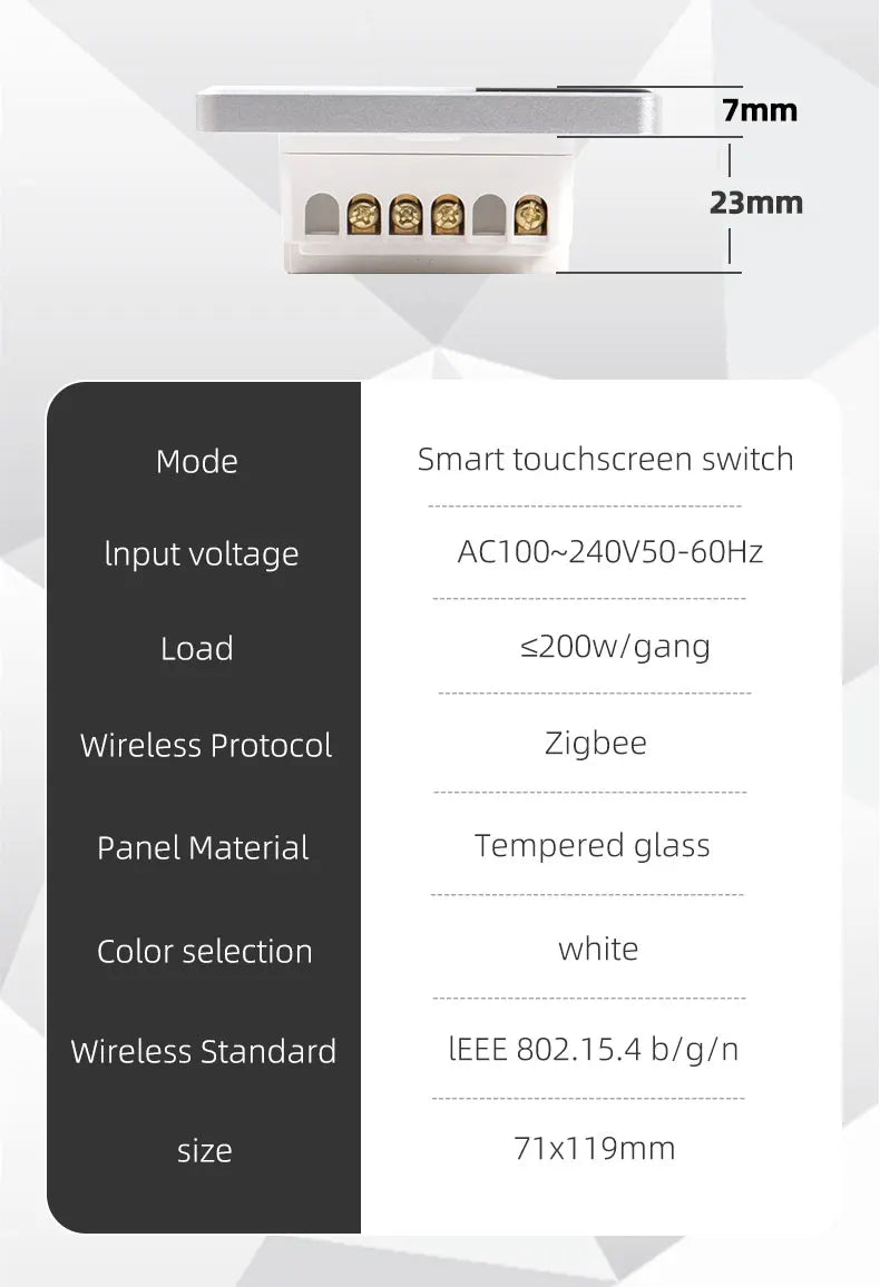 Zemismart DIY Name Switch Zigbee Smart Display Screen Touch Light Switch US Type Works with Tuya Alexa Google Home Voice Control