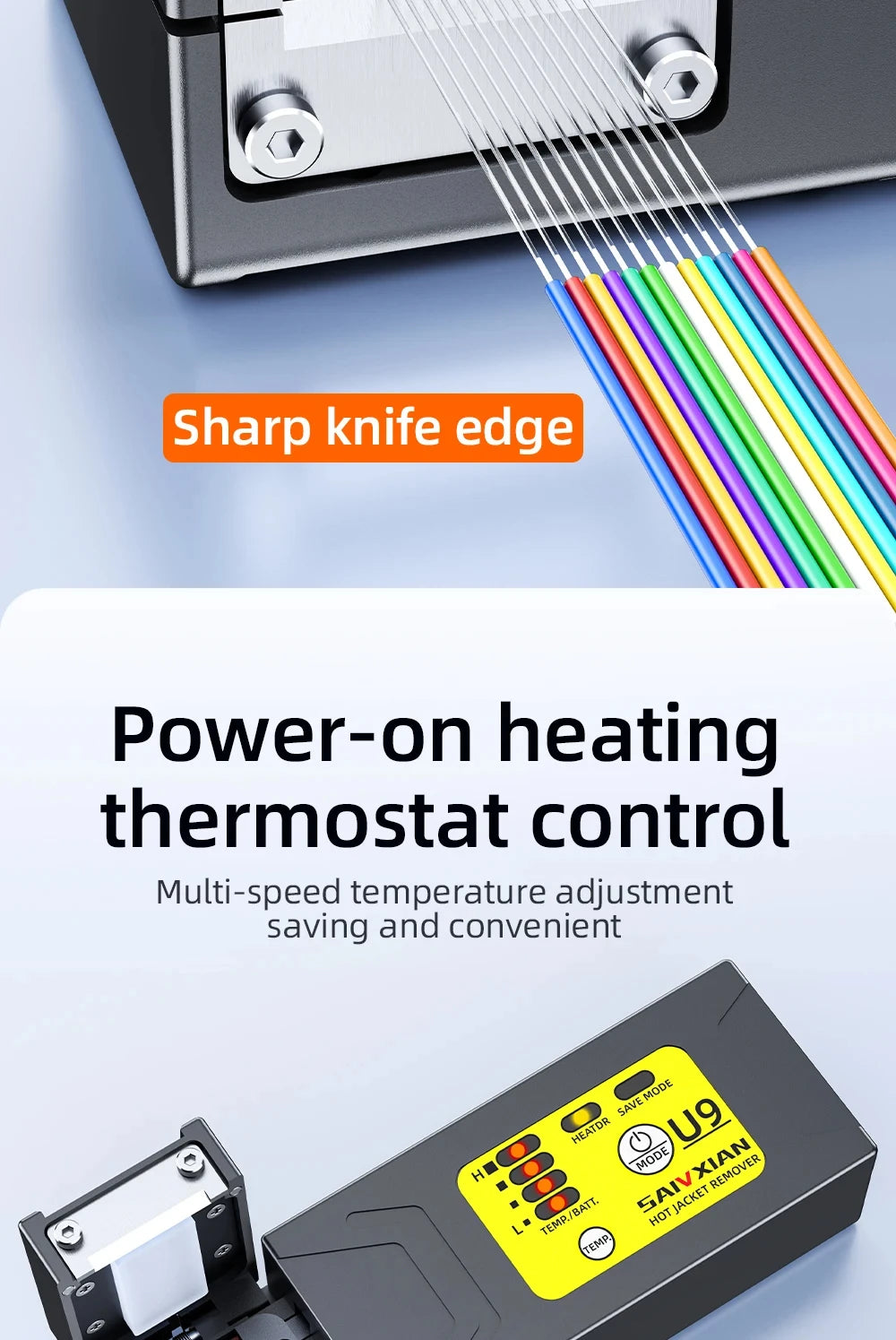 U9 Heated Thermal Stripper Pliers Optical Fiber Cable Stripping Tool Ribbon Slitter for Cable Fusion Work