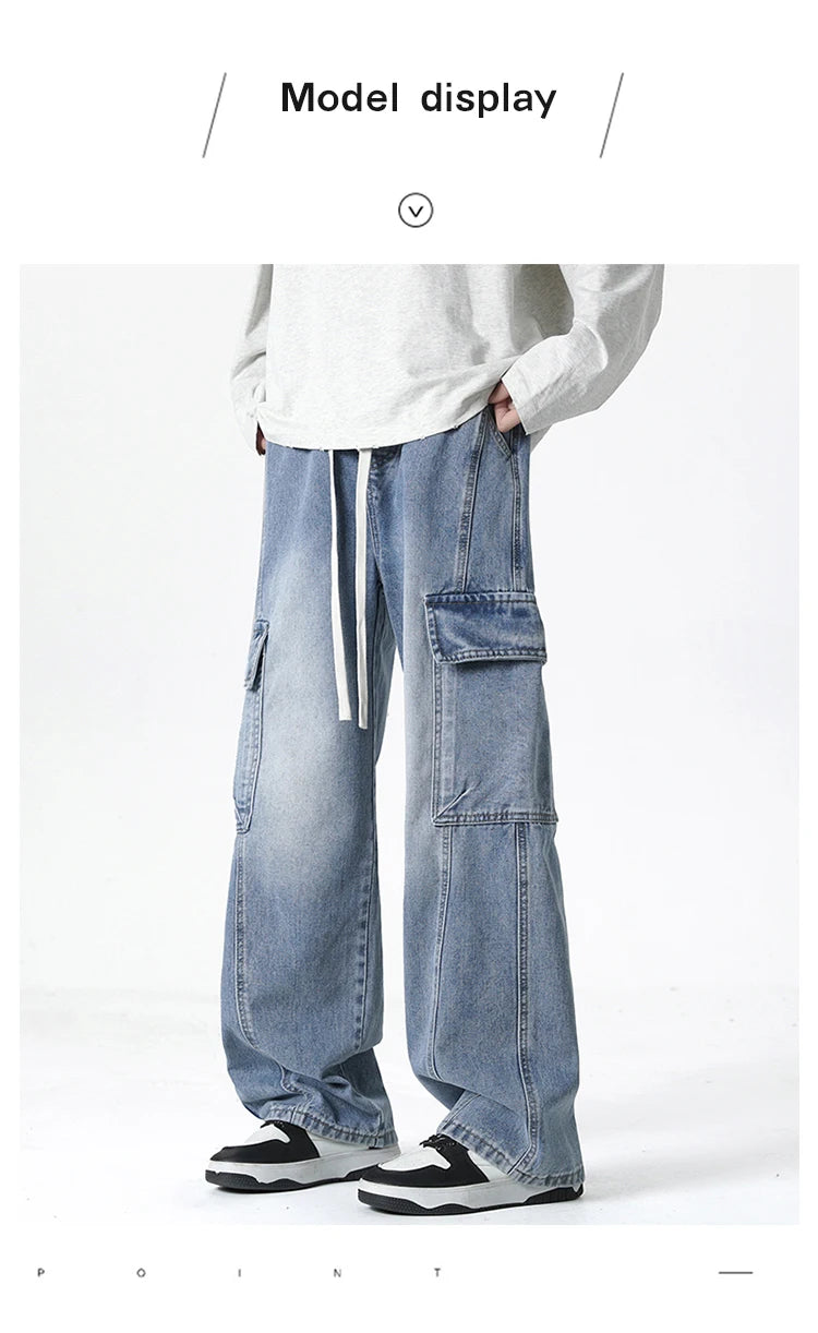 2025 Spring and Summer Men's Jeans Comfortable Versatile Workwear Military Straight Jeans Men's Fashion Trend Classic Style