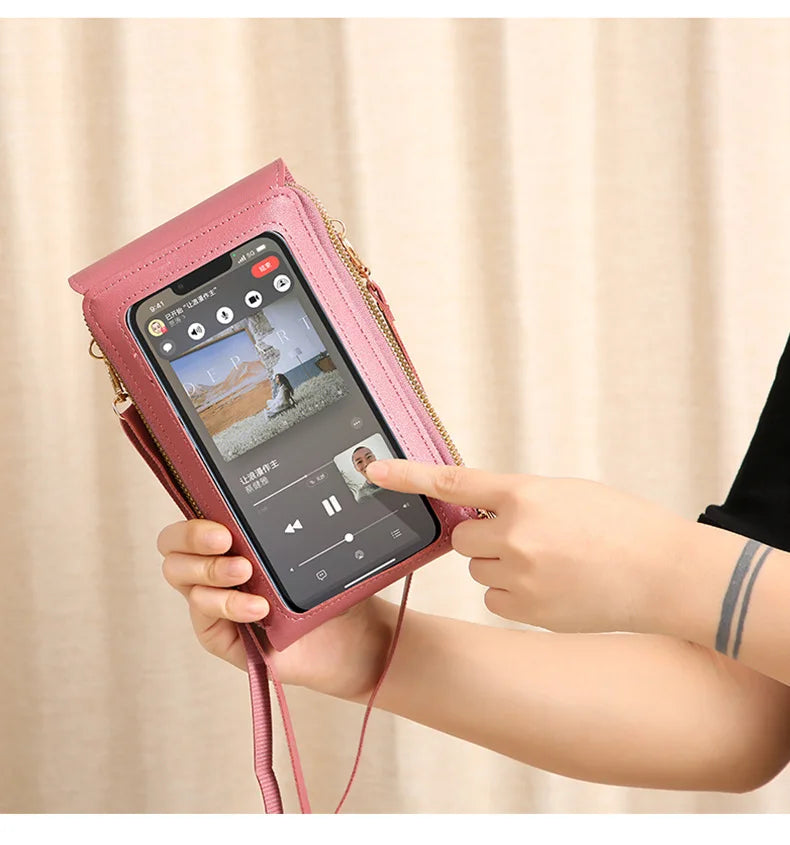Women Crossbody Shoulder Bags Wallets Touch Screen Cell Phone Bag Soft Leather Strap Handbag for Female Luxury Messenger Bags