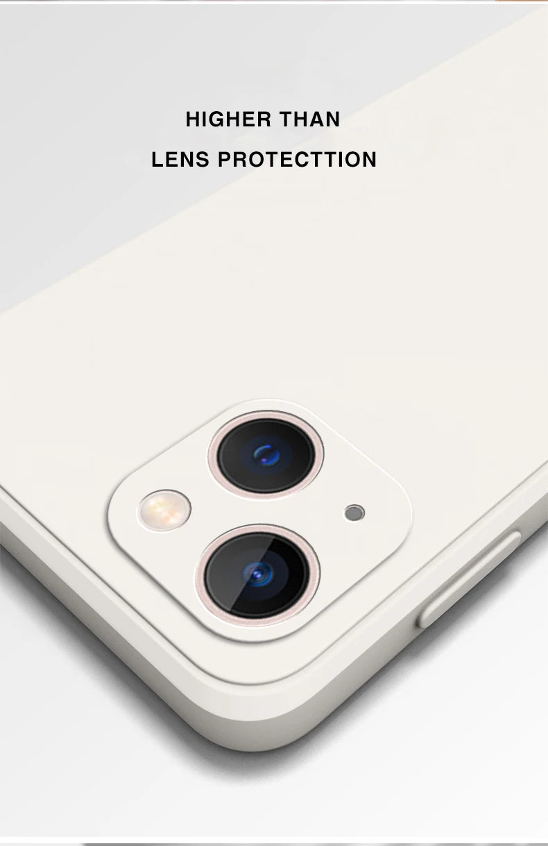 Original Square Liquid Silicone Funda Case for iPhone 15 13 Pro Max X XS 11 12 14 Plus Luxury Camera Protective Cover