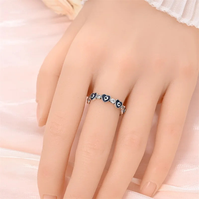 925 Silver Romantic Princess Pink Bow Rings For Women Fashion Star Moon Devil's Eye Ring Valentine's Day Wedding Jewelry Gifts