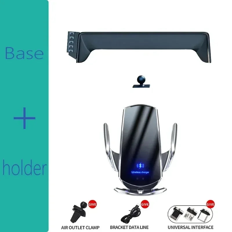 Car Phone Holder Screen Mount For Volkswagen Atlas 2024 2025 Wireless Charging Stand Navigation Bracket Glasses Storage Box