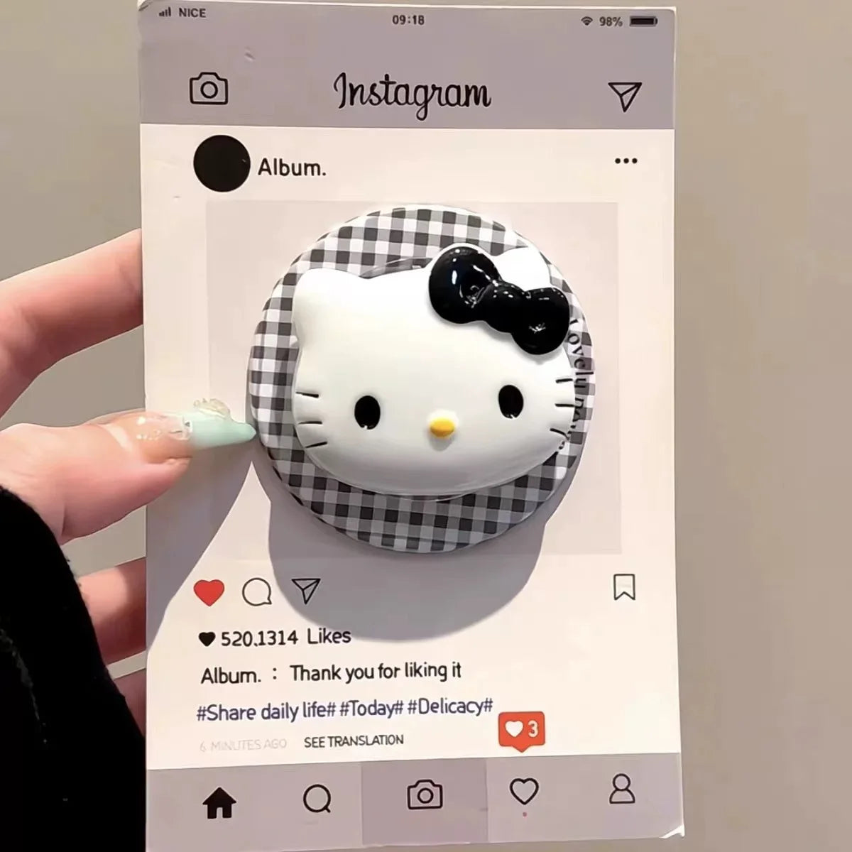 For Magsafe Magnetic Grip Tok Foldable Cartoon Phone Stand Holder 3D Sanrio Hello Kitty Silicone Griptok Bracket