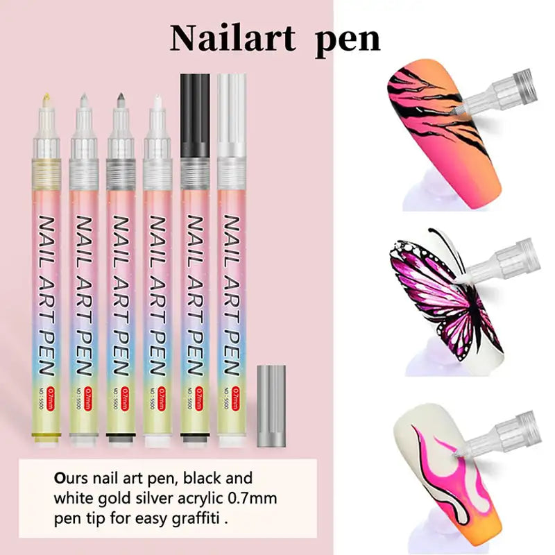 12-Color DIY Nail Art Pens Line Drawing and Detailing Tools for Nail Art Ideal for Manicure Nail Designs and DIY Nail Art Kit
