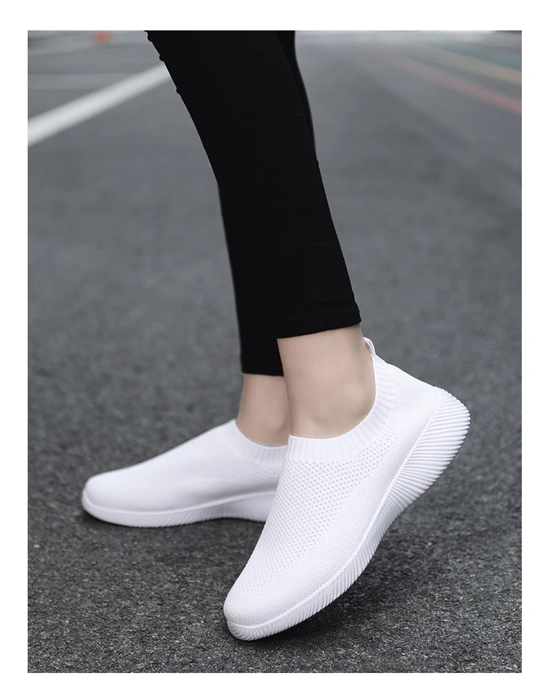 2024 Spring Women Shoes Knitting Sock Sneakers Women Flat Shoes Casual Breathable Sneakers Flats Walking Shoes for Women