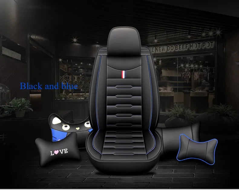 5- Seater Full Seat Universal Car Seat Cover, Breathable and Waterproof Faux Leather Automotive Seat Covers for Cars SUV Sedan