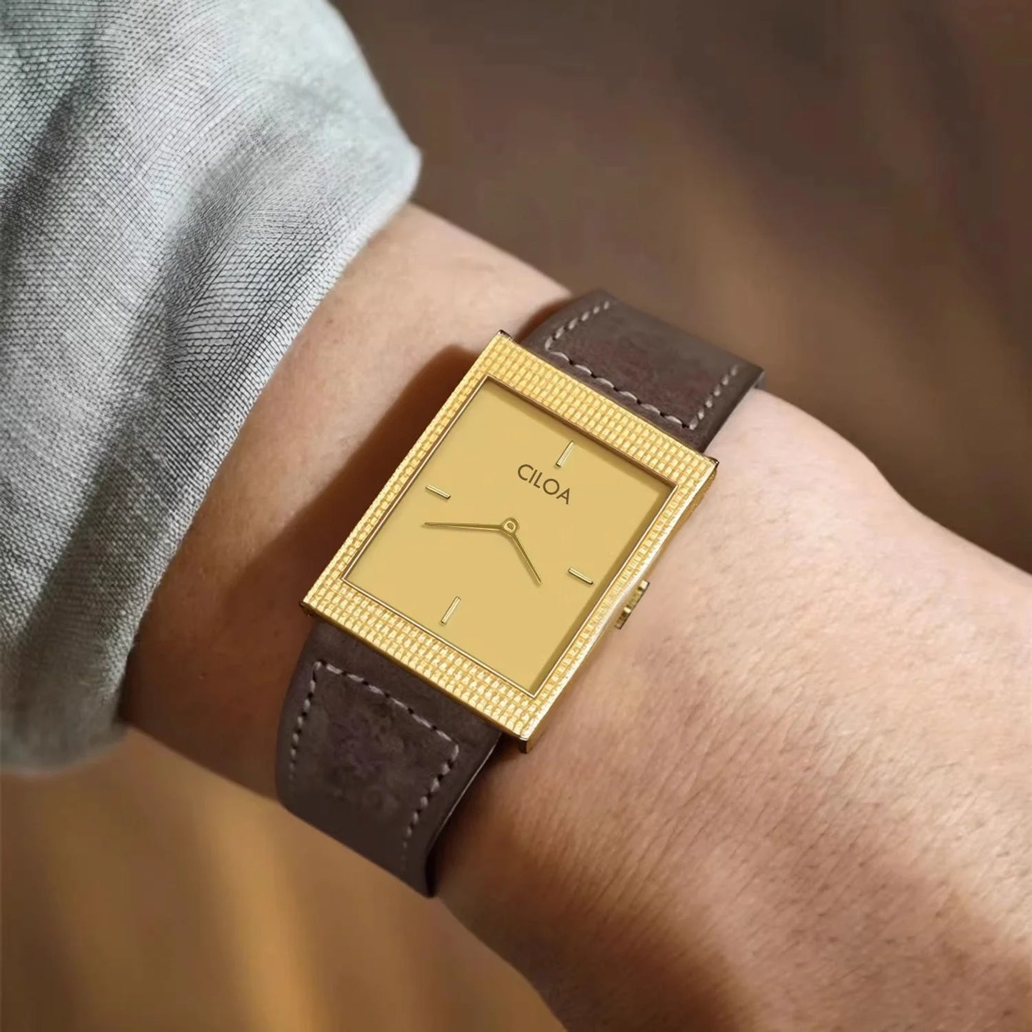 Men's Brown Leather Quartz Watch | Waterproof Sports Wristwatch | Casual Premium Style