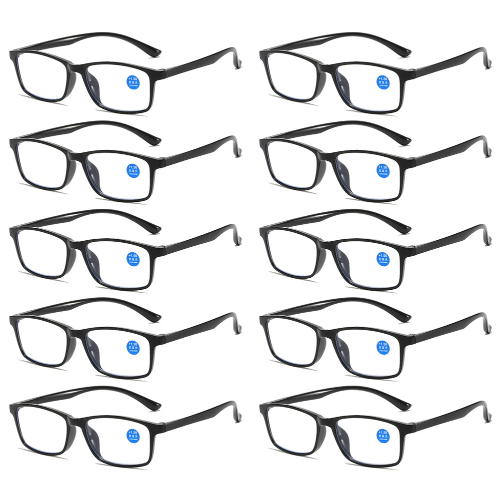 10 Pack Anti Blue Light Reading Glasses a Lot for Men Women Reader Eyewear Black Frame TR90 Cheap Presbyopic Glass +0.00 - 4.00