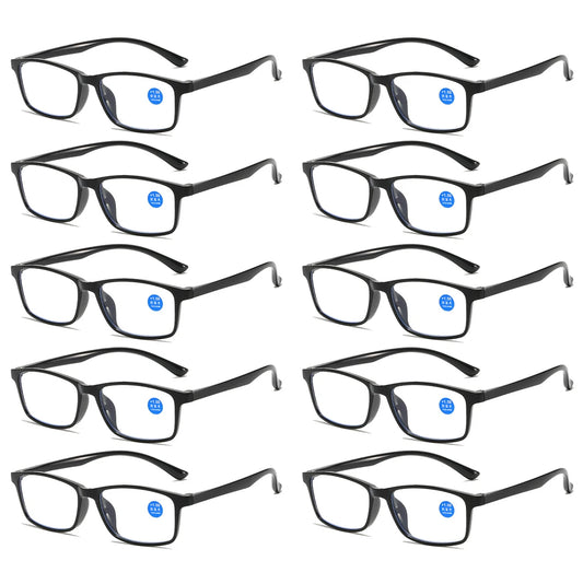 10 Pack Anti Blue Light Reading Glasses a Lot for Men Women Reader Eyewear Black Frame TR90 Cheap Presbyopic Glass +0.00 - 4.00