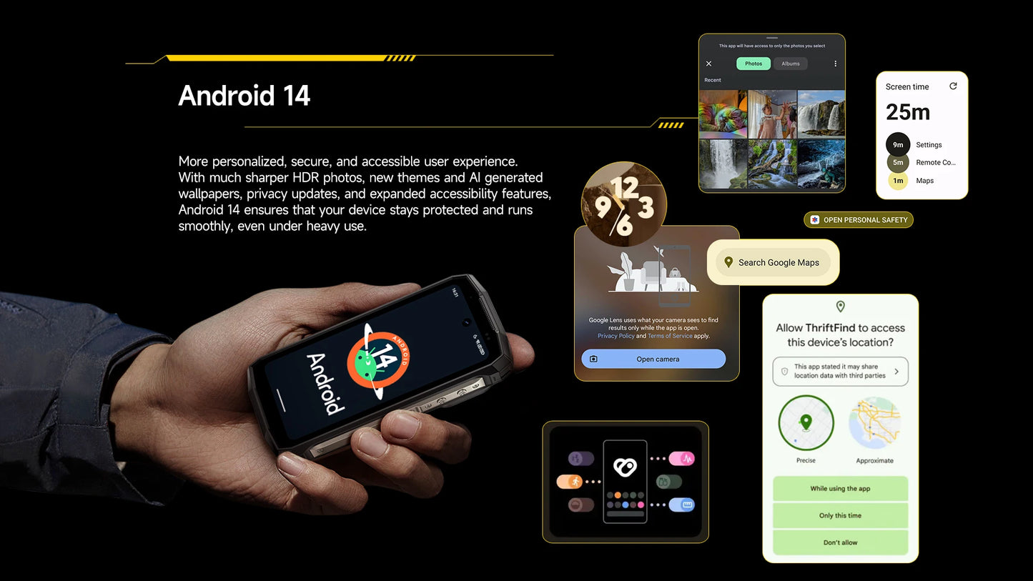 Ulefone 4.7" Rugged Phone Armor Mini 20 Pro 5G Android 14 16+256GB Smartphone LED Light 64MP Night Camera Mobile phone
