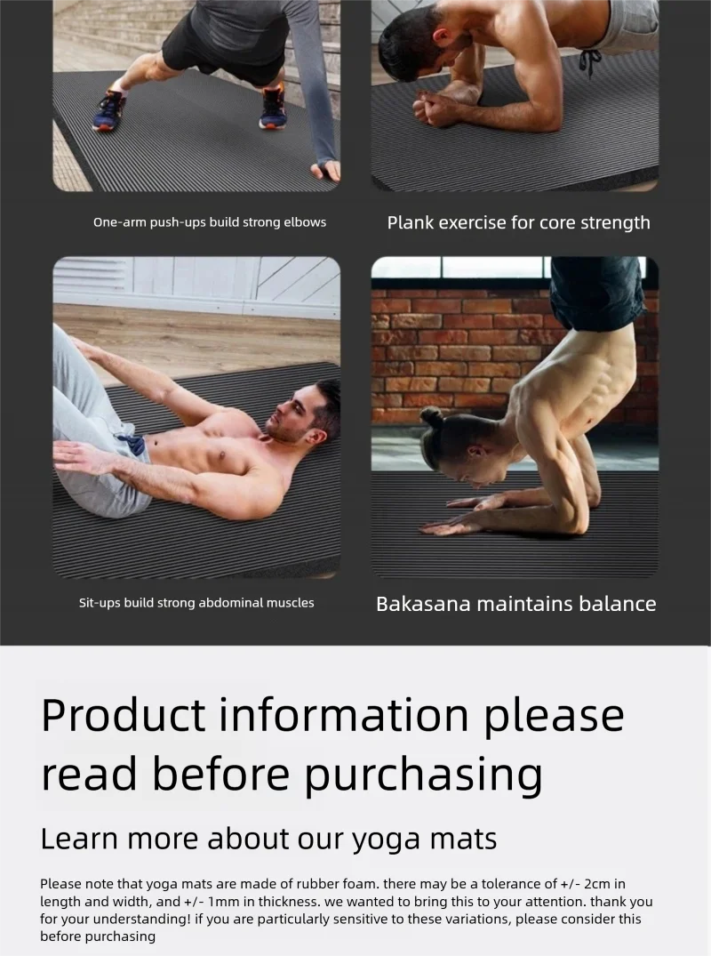 Extended and Widened Men's Yoga Mat Indoor Non-Slip Fitness Mat Beginner Yoga Mat Thickened Exercise Shaping Floor Mat