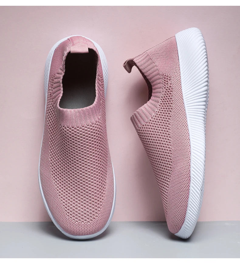 2024 Spring Women Shoes Knitting Sock Sneakers Women Flat Shoes Casual Breathable Sneakers Flats Walking Shoes for Women