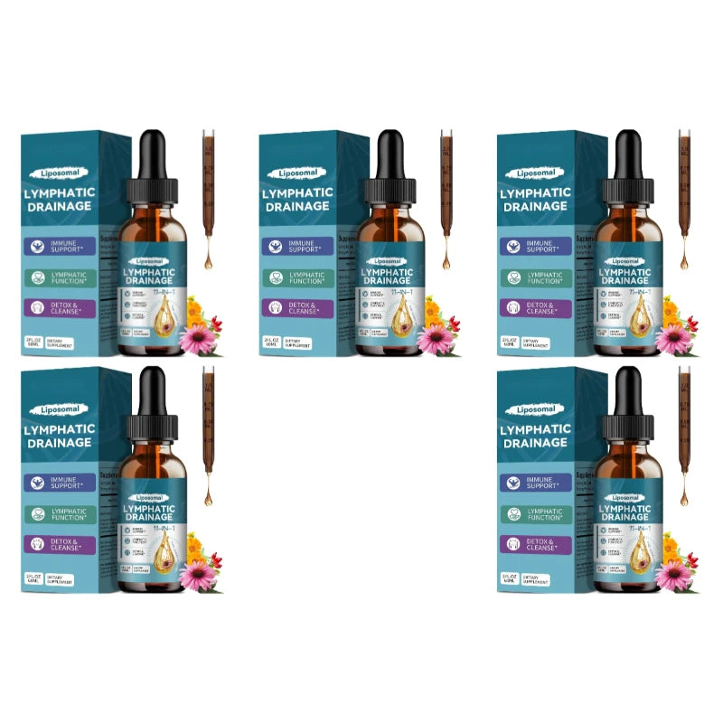 Lymphatic Drainage Drops 11-in-1 with Elderberry Burdock Dandelion Cleavers and Echinacea Liposomal Herbal Blend for 60 Days